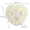 Haofy Wedding Ring Pillow, Romantic Heart-Shaped Wedding Ring Box Rose Rhinestone Decor Ring Pillow Cushion,Wedding Ring Cushion Wedding Engagement Party Accessories (Cream) view 2