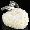 Haofy Wedding Ring Pillow, Romantic Heart-Shaped Wedding Ring Box Rose Rhinestone Decor Ring Pillow Cushion,Wedding Ring Cushion Wedding Engagement Party Accessories (Cream) view 4