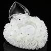 Haofy Wedding Pillow, Romantic Heart-Shaped Wedding Box Rose Rhinestone Decor Pillow Cushion,Wedding Cushion Wedding Engagement Party Accessories (White) view 3