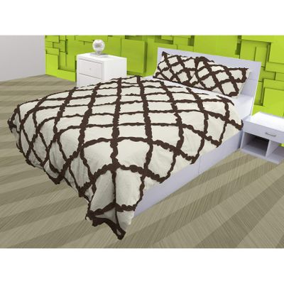 3 Piece Cross Ribbon Ruffle Duvet Cover Set with Zipper & Corner Ties 800 Thread Count 100% Egyptian Cotton Premium Hotel Class Decorative Bedding(Super King, Ivory/Chocolate)