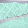 3 Piece Cross Ribbon Ruffle Duvet Cover Set with Zipper & Corner Ties 800 Thread Count 100% Egyptian Cotton Premium Hotel Class Decorative Bedding(Oversized Super King, Aqua Blue) view 3