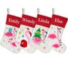 DearSun Set of 4, 18" Personalized Christmas Stockings with Exquisite Embroidery Names, Lovely Flamingo Designs, Quality Linen Stockings for Family Decor view 1