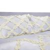 3 Piece Cross Ribbon Ruffle Duvet Cover Set with Zipper & Corner Ties 800 Thread Count 100% Egyptian Cotton Premium Hotel Class Decorative Bedding(Super King, Ivory/White) view 2