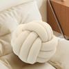 Ivory Knot Pillow Ball, Fluffy Handmade Decorative Throw Pillow, Soft Round Knotted Cushion for Couch & Bedroom, Cute Home Decor Ball Pillow for Living Room (7.87 Inches) view 1