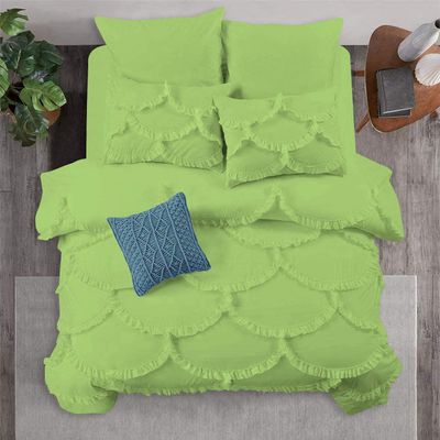 1 Piece Duvet Cover Sirena Shabby Chic Duvet Cover with Zipper & Corner Ties, 800 Thread Count 100% Egyptian Cotton Decorative Bedding(Oversized Super King, Sage)