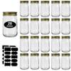12oz Glass Jars With Lids Regular Mouth 20 Pack -Mason Jars 12 oz For Crafts, Meal Prep, Canning Jars For Food Storage Frascos De Vidrio Con Tapa Para Conservas-with 20 Chalkboard Stickers-Gold Lid view 1