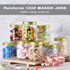 12oz Glass Jars With Lids Regular Mouth 20 Pack -Mason Jars 12 oz For Crafts, Meal Prep, Canning Jars For Food Storage Frascos De Vidrio Con Tapa Para Conservas-with 20 Chalkboard Stickers-Gold Lid view 2