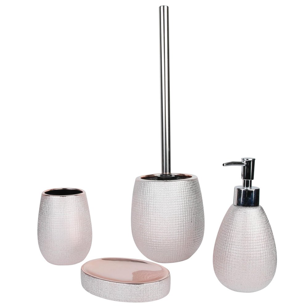 axentia Glitter Bathroom Set, Rose Gold/Black, ca. 13 x 32 x 20 cm