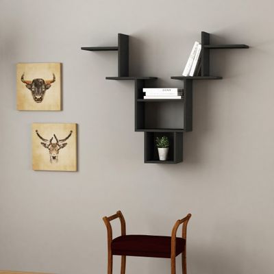 Ada Home Decor Whitetail Modern Anthracite Wall Shelf 38.98'' H x 50'' W x 8.66'' D/Wall Storage/Shelving Unit