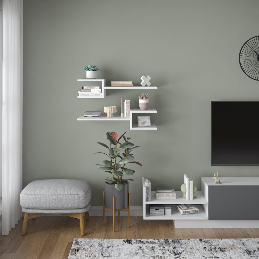 Ada Home Decor Webbs Modern White Wall Shelf 6.69'' H x 29.53'' W x 7.87'' D/Wall Storage/Shelving Unit