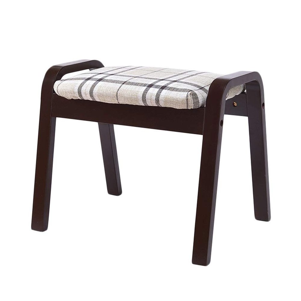 HOMEH Small Wood Bench Sofa Pouffe Stool with Padded Cushion Soft Upholstered Hallway Change Shoes Footrest (Color : Walnut, Size : #3)