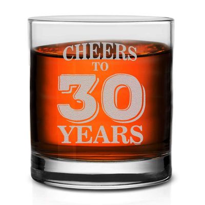 Veracco Cheers To 30 Years Whiskey Glass Birthday Gift For Someone Who Loves Drinking Bachelor 30th Funny Party Favors Thirty and Fabulous (Clear, Glass) (Clear, Glass)