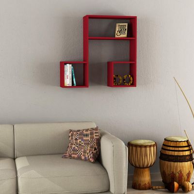 Ada Home Decor Wiola Modern Burgundy Wall Shelf 32.68'' H x 34.65'' W x 8.66'' D/Wall Storage/Shelving Unit