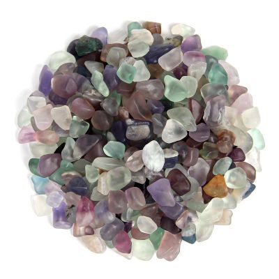 Orientrea 1.1lb Natural Crushed Fluorite Crystal Tumbled Chips-Healing Crystals Chips Bulk, Crushed Crystal Gemstones for Crafts, Beautiful Package for Gift (Fluorite)