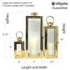 Allgala 3-PC Lantern Set 23 Inch Jumbo Deluxe Modern Indoor/Outdoor Candle Lantern Set White Painted Ironl Frame Tempered Glass Rectangular for Garden Poolside Fireplace Wedding view 4