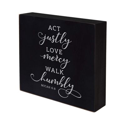 LifeSong Milestones Inspirational 6x6 Shadow Box Act Justly Gift for Parents, Couples House Christian Wall Art Decor for Husband, Wife Housewarming Gift Table and Shelf Sitters (Black)
