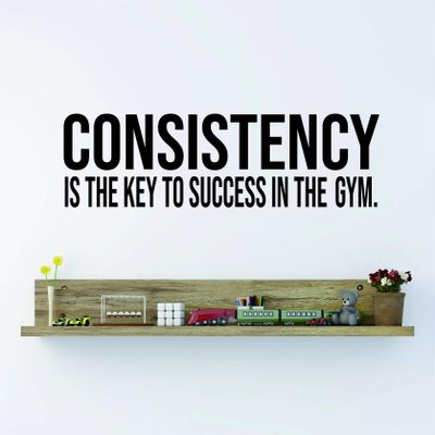 Consistency is The Key Quote Fitness Workout Success Motivation Quotes Wall Decals Healthy Lifestyle for Girls Boys Gym Home Sports Room Decor Vinyl Wall Art Stickers Decoration Size (20x40 inch)