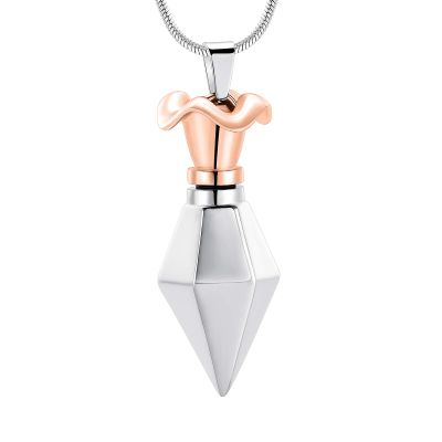 Cremation Ashes Jewelry Geometric Cone Cremation Urn Necklace for Ashes Flower Stainless Steel Urn Pendant for Human Dog Cat(S-Rose Gold)