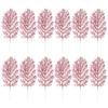 Cabilock 12pcs Christmas Tree Pick Leaves Ornament Glitter Leaf Spray Xmas Holiday Decor Vase Tree Filler Wreath Garland Wedding Decoration DIY Craft Red view 1