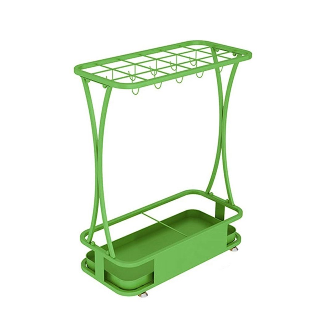 Umbrella Racks AYY Large Commercial Umbrella Stand Umbrella Holder, Hotel Bank School Cane Cue Storage Rack, with Removable Drip Tray, Can Store 28 Umbrellas, Black White Pink Green (Color : Green)