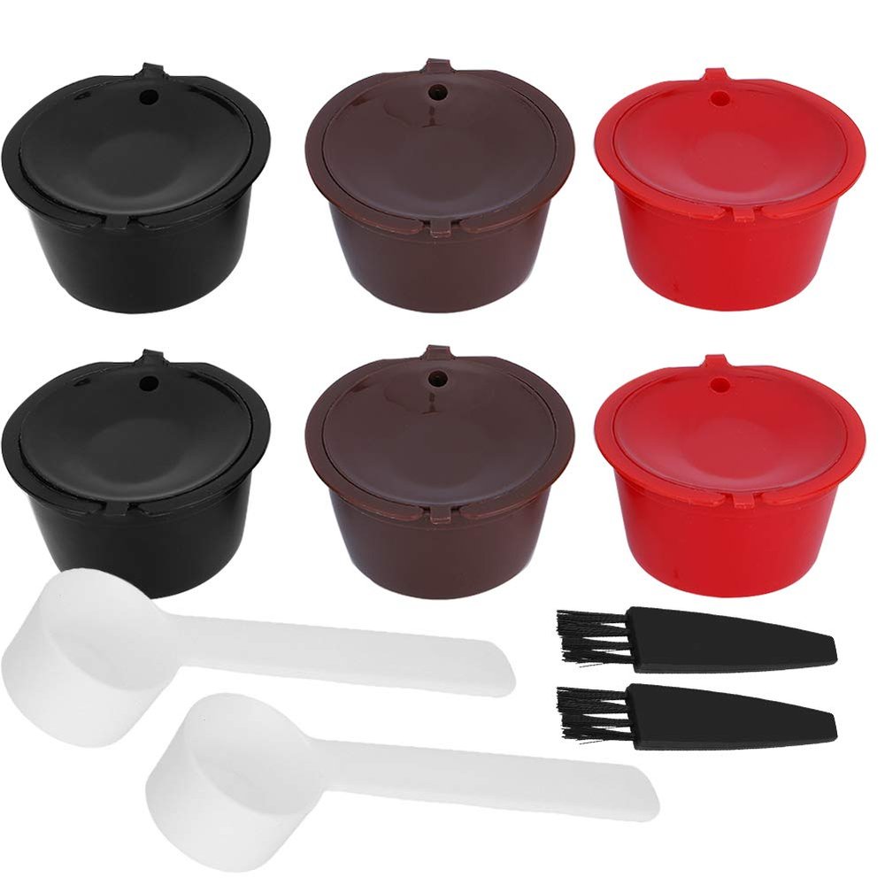 Fdit Reusable Coffee Capsule Filter Refillable Coffee Pod Filter Cup with Spoon Brush Set Coffee Makers Cafe Tools for