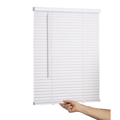 LOTUS & WINDOWARE Cordless Mini Blind, 1" Vinyl Slats, 38" Wide x 54" Long - White, Window Blinds for Home and Office, Interior Door Blinds - Light Filtering