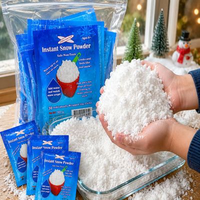 Science Gone Fun Instant Snow Powder - 30 Pack - Makes 60+ Cups Artificial Fake Snow for Holiday Decor, Sensory Play, Slime & Kids Crafts - Fluffy & Safe