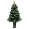 Nearly Natural 50in. Snowed French Alps Mountain Pine Artificial Christmas Tree with 237 Bendable Branches and Pine Cones in Charcoal Planter view 1