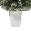 Nearly Natural 3.5ft. Snowed French Alps Mountain Pine Artificial Christmas Tree with 135 Bendable Branches and Pine Cones in White Metal Planter view 4