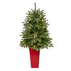 Nearly Natural 44in. Snowed Grand Teton Fir Artificial Christmas Tree with 50 Clear Lights and 111 Bendable Branches in Planter view 1