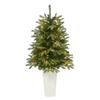 Nearly Natural 44in. Snowed Grand Teton Fir Artificial Christmas Tree with 50 Clear Lights and 111 Bendable Branches in Planter view 1