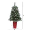 Nearly Natural 44in. Snowed French Alps Mountain Pine Artificial Christmas Tree with 135 Bendable Branches and Pine Cones in Red Planter view 2