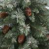 Nearly Natural 44in. Snowed French Alps Mountain Pine Artificial Christmas Tree with 135 Bendable Branches and Pine Cones in Red Planter view 3
