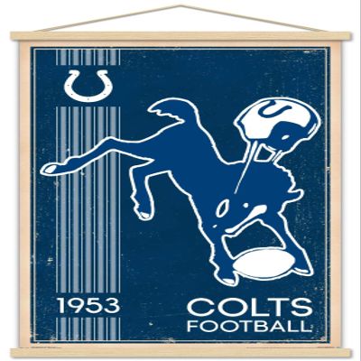 Trends International NFL Indianapolis Colts - Retro Logo 14 Wall Poster, 22.375" x 34", Print and Beechwood Hanger Bundle