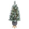 Nearly Natural 3.5ft. Frosted Tip British Columbia Mountain Pine Artificial Christmas Tree with 50 Clear Lights, Pine Cones and 112 Bendable Branches in Metal Planter in Gray Planter with Stand view 1