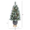Nearly Natural 3.5ft. Frosted Tip British Columbia Mountain Pine Artificial Christmas Tree with 50 Clear Lights, Pine Cones and 112 Bendable Branches in Metal Planter in Gray Planter with Stand view 2