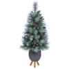 Nearly Natural 3.5ft. Frosted Tip British Columbia Mountain Pine Artificial Christmas Tree with 50 Clear Lights, Pine Cones and 112 Bendable Branches in Metal Planter in Gray Planter with Stand view 3