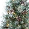 Nearly Natural 3.5ft. Frosted Tip British Columbia Mountain Pine Artificial Christmas Tree with 50 Clear Lights, Pine Cones and 112 Bendable Branches in Metal Planter in Gray Planter with Stand view 4