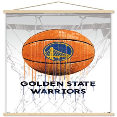 Trends International NBA Golden State Warriors - Drip Ball 20 Wall Poster, 22.375" x 34", Print and Beechwood Hanger Bundle