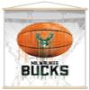 Trends International NBA Milwaukee Bucks - Drip Ball 20 Wall Poster, 22.375" x 34", Print and Beechwood Hanger Bundle view 1