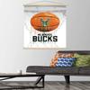 Trends International NBA Milwaukee Bucks - Drip Ball 20 Wall Poster, 22.375" x 34", Print and Beechwood Hanger Bundle view 2