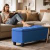 Magshion 43 Inches Storage Ottoman Bench, Upholstered Tufted End of Bed Storage Bench, Large Ottoman Foot Rest with Legs, Load up to 800 lb, for Living Room, Bedroom, Entryway, Blue view 2