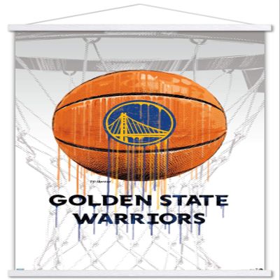 Trends International NBA Golden State Warriors - Drip Ball 20 Wall Poster, 22.375" x 34", Print and White Hanger Bundle