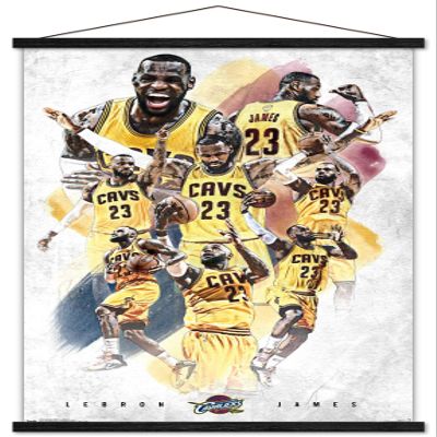 Trends International NBA Cleveland Cavaliers - Lebron James 15 Wall Poster, 22.37" x 34.00", Premium Print and Black Hanger Bundle