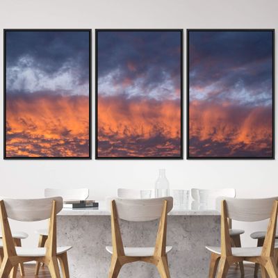 SIGNWIN 3 Piece Framed Canvas Wall Art Sky Sunset Gradients Industrial Modern Art Multicolor Patterns - 16"x24"x3 Panels