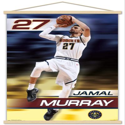 Trends International NBA Denver Nuggets - Jamal Murray 19 Wall Poster, 22.375" x 34", Premium Print and Beechwood Hanger Bundle