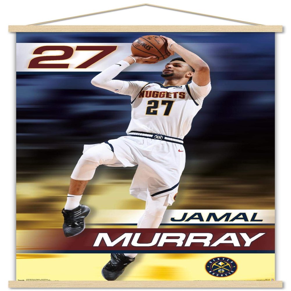 Trends International NBA Denver Nuggets - Jamal Murray 19 Wall Poster, 22.375" x 34", Premium Print and Beechwood Hanger Bundle