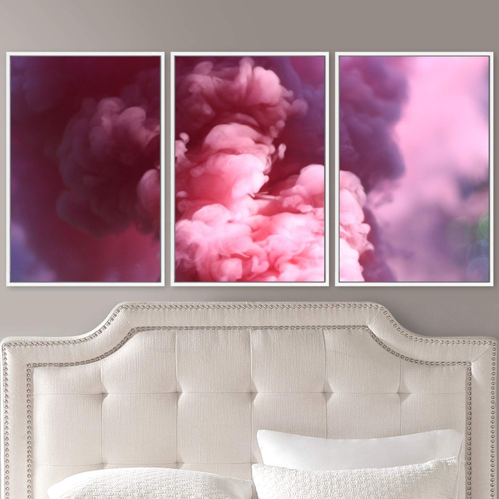 SIGNWIN 3 Piece Framed Canvas Wall Art Abstract Fluids 3D Abstract Abstract Brushstroke Contemporary - 16"x24"x3 Panels