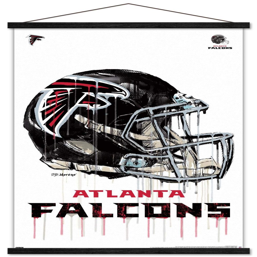 Trends International NFL Atlanta Falcons - Drip Helmet 20 Wall Poster, 22.375" x 34", Premium Print and Black Hanger Bundle