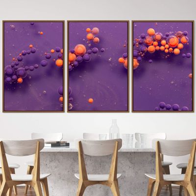 SIGNWIN 3 Piece Framed Canvas Wall Art Abstract Fluids 3D Abstract Abstract Brushstroke Contemporary - 16"x24"x3 Panels